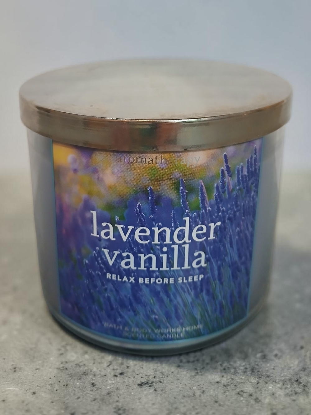 Bath & Body Works Lavender Vanilla Candle - Purple & Gold